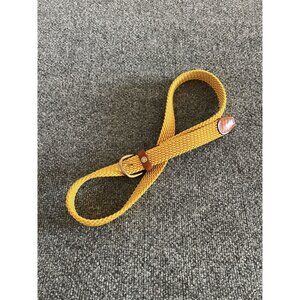 Paul & Shark Yellow Woven Belt With Leather Accents & Brass Buckle - Size 110